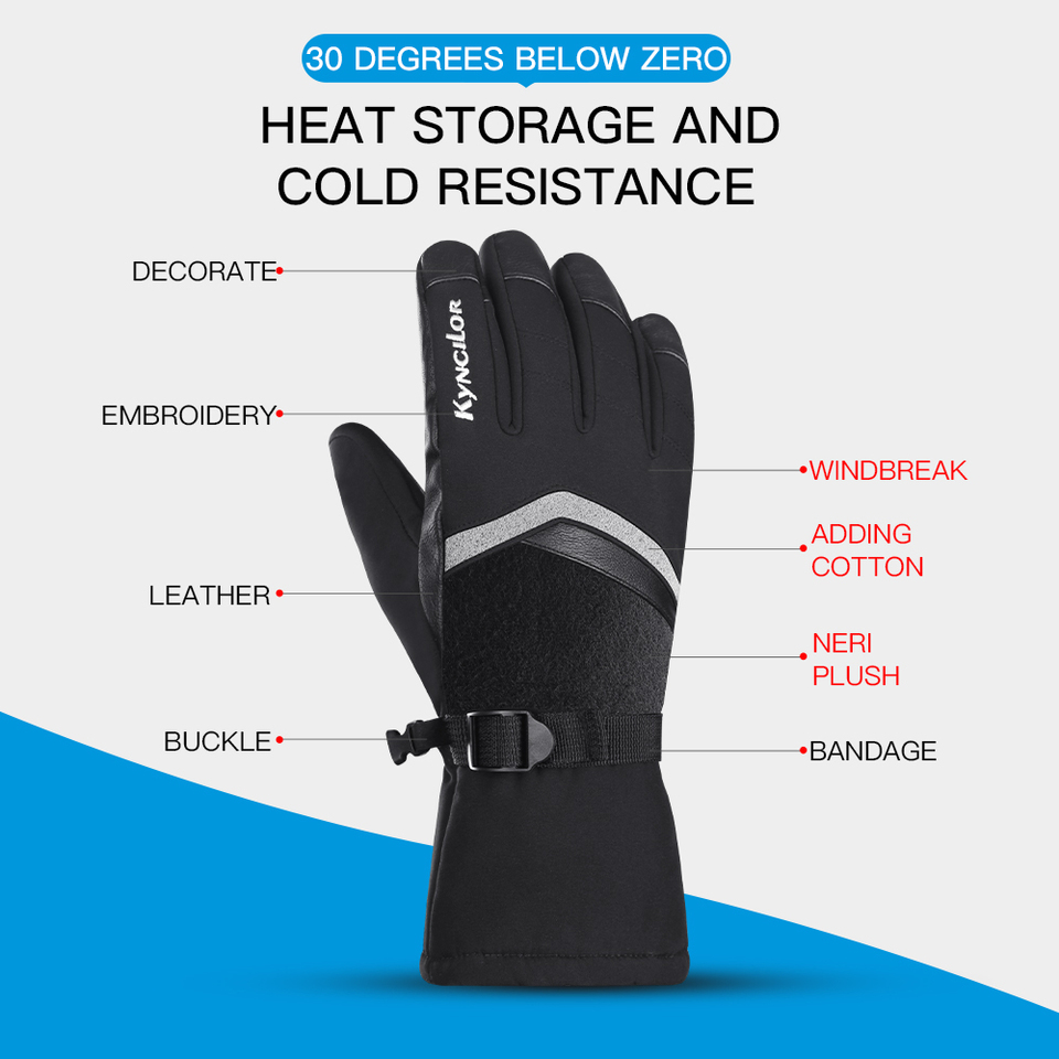 Waterproof Winter Ski & Snow Sports Gloves - Thumbnail 3