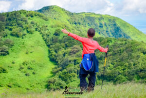 Young hiker posing along Ngong Hills trail